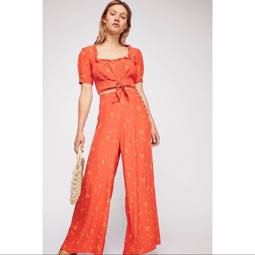 Free people wide-leg crop top set